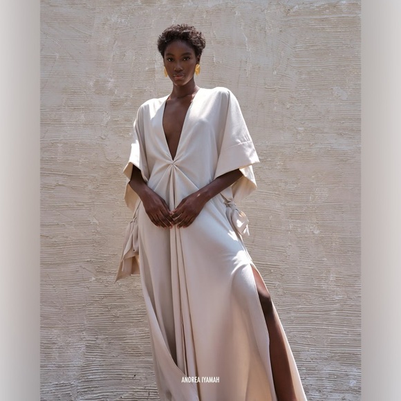 ANDREA IYAMAH Gamba Maxi Tie-Waist Robe One Size | OS Ivory - Picture 4 of 11
